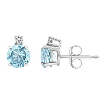 Celebration Gems 14k Gold Aquamarine & Diamond Accent Stud Earrings