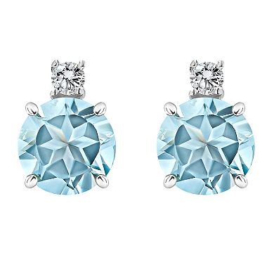 Celebration Gems 14k Gold Aquamarine & Diamond Accent Stud Earrings