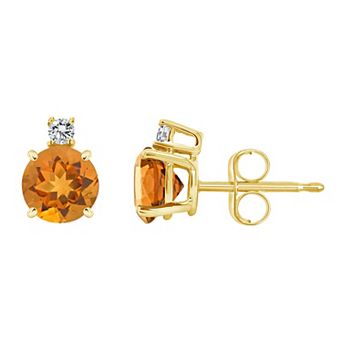 Celebration Gems 14k Gold Citrine & Diamond Accent Stud Earrings