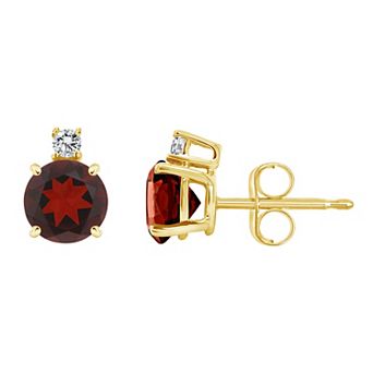 Celebration Gems 14k Gold Garnet & Diamond Accent Stud Earrings