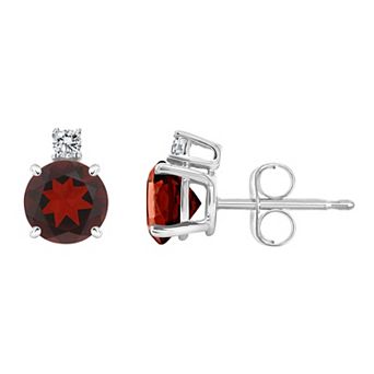 Celebration Gems 14k Gold Garnet & Diamond Accent Stud Earrings