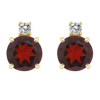 Celebration Gems 14k Gold Garnet & Diamond Accent Stud Earrings