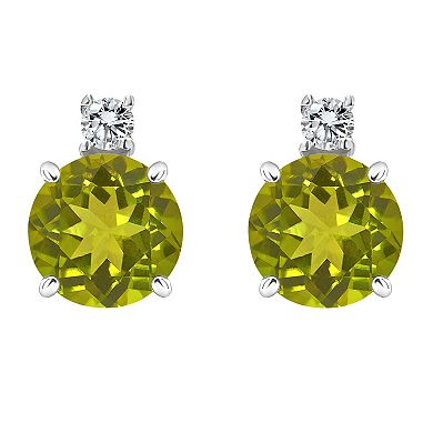 Celebration Gems 14k Gold Peridot & Diamond Accent Stud Earrings