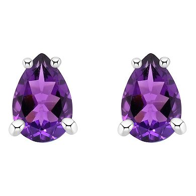Celebration Gems 14k Gold Pear Shaped Amethyst Stud Earrings