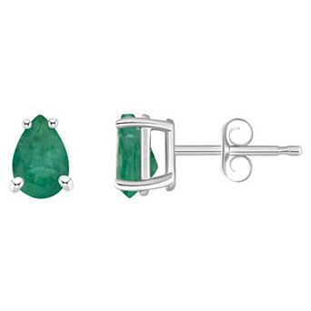 Celebration Gems 14k Gold Pear Shaped Emerald Stud Earrings