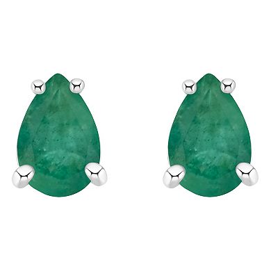 Celebration Gems 14k Gold Pear Shaped Emerald Stud Earrings