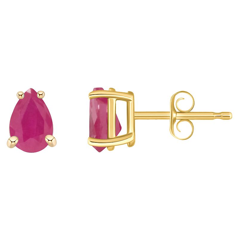 Celebration Gems 14k Gold Pear Shaped Ruby Stud Earrings, Womens, Red