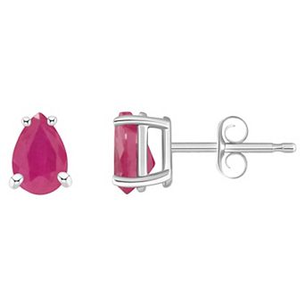 Celebration Gems 14k Gold Pear Shaped Ruby Stud Earrings