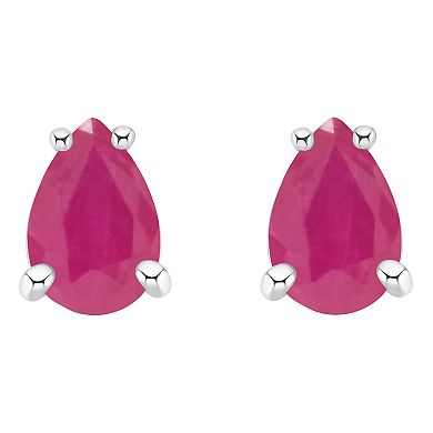 Celebration Gems 14k Gold Pear Shaped Ruby Stud Earrings