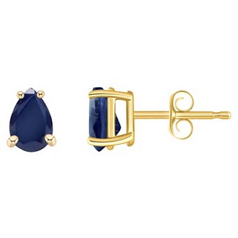 Celebration Gems 14k Gold Pear Shaped Sapphire Stud Earrings