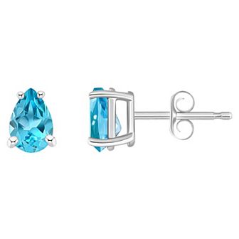 Celebration Gems 14k Gold Pear Shaped Swiss Blue Topaz Stud Earrings
