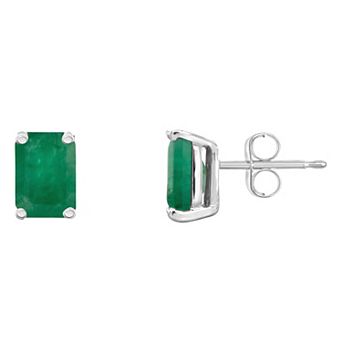 Celebration Gems 14k Gold Emerald Cut Emerald Stud Earrings
