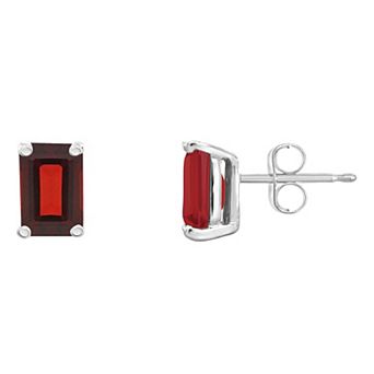 Celebration Gems 14k Gold Emerald Cut Garnet Stud Earrings