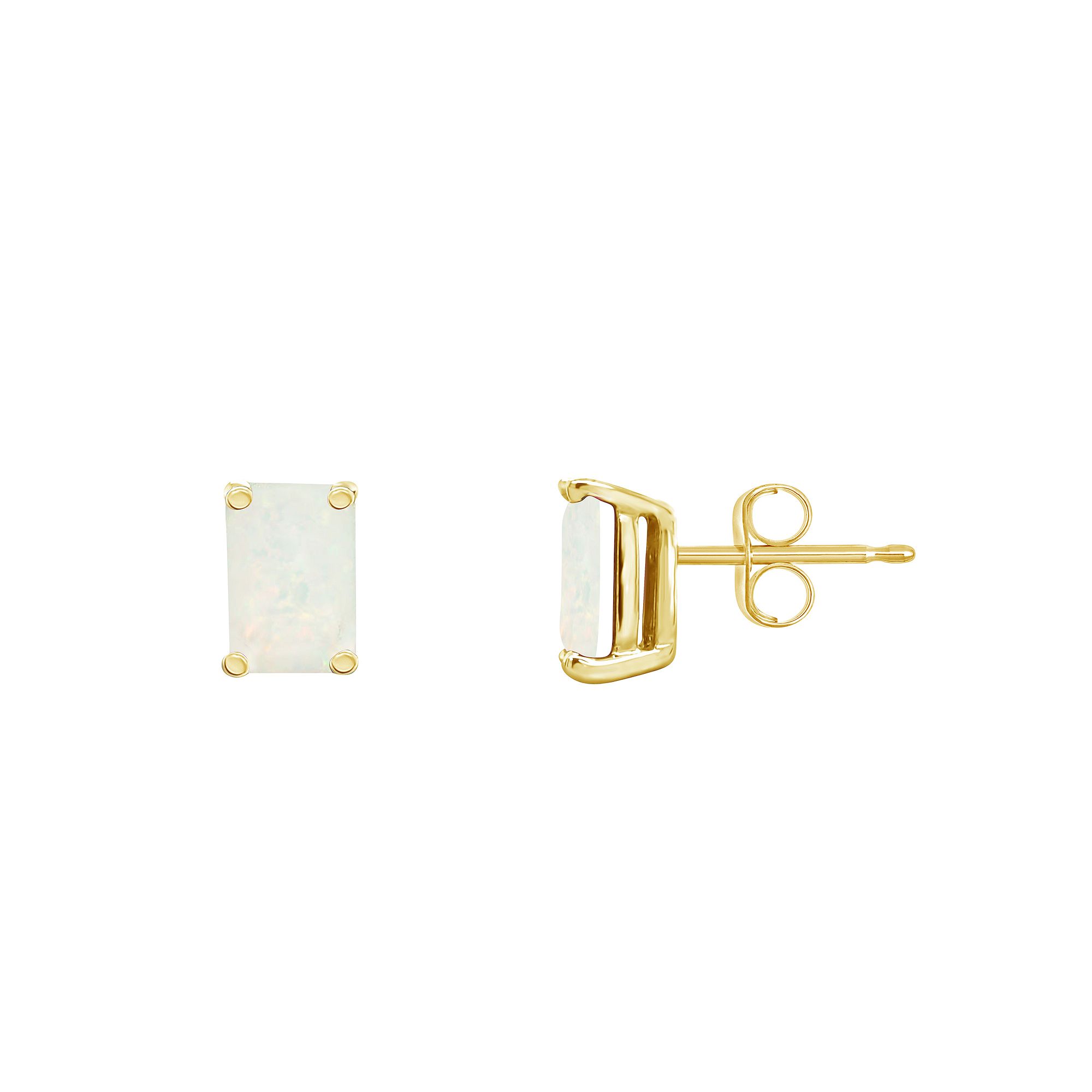 Celebration Gems 14k Gold Emerald Cut Opal Stud Earrings, Womens