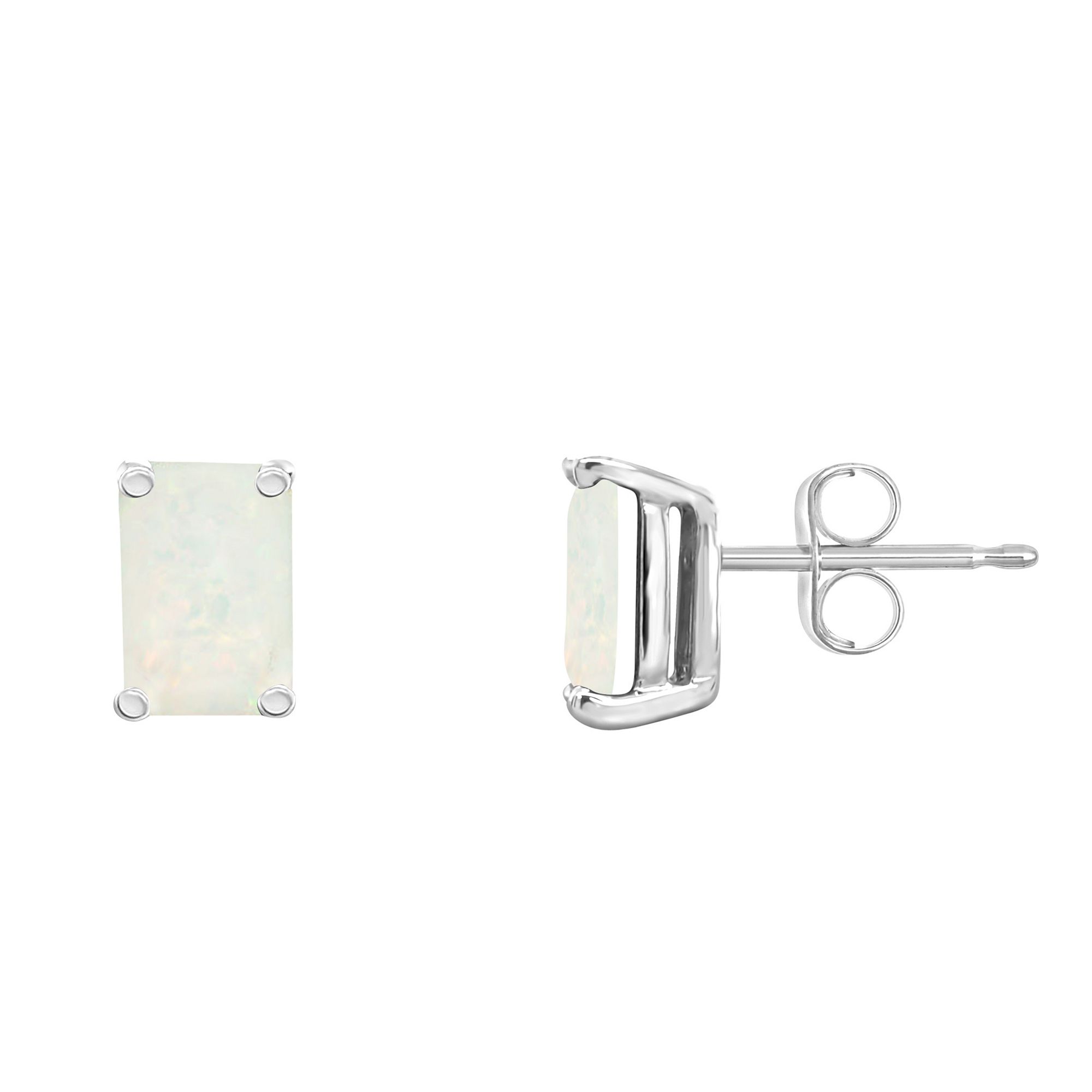 Celebration Gems 14k Gold Emerald Cut Opal Stud Earrings, Womens, 14k Whit