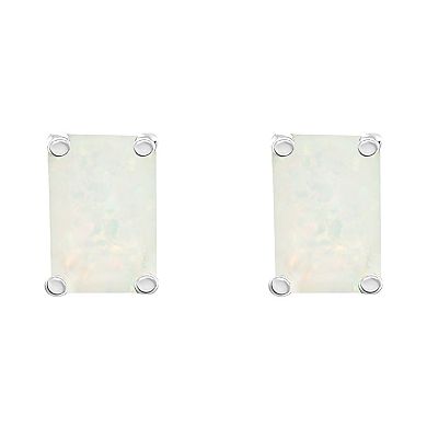 Celebration Gems 14k Gold Emerald Cut Opal Stud Earrings