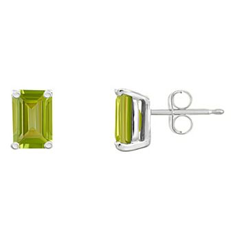 Celebration Gems 14k Gold Emerald Cut Peridot Stud Earrings