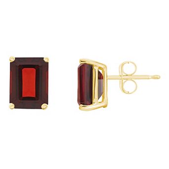 Celebration Gems 14k Gold Emerald Cut Garnet Stud Earrings