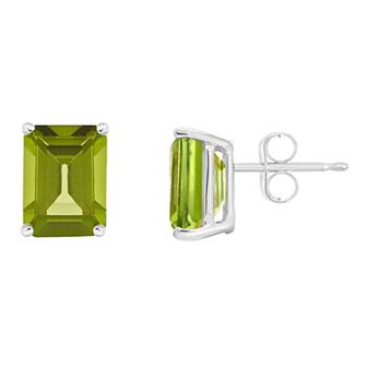 Celebration Gems 14k Gold Emerald Cut Peridot Stud Earrings
