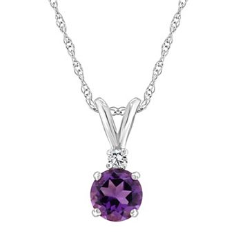 Celebration Gems 14k Gold Amethyst & Diamond Accent Pendant Necklace