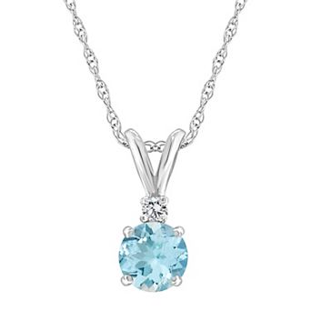 Celebration Gems 14k Gold Aquamarine & Diamond Accent Pendant Necklace