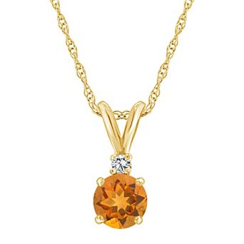 Celebration Gems 14k Gold Citrine & Diamond Accent Pendant Necklace