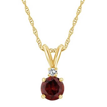 Celebration Gems 14k Gold Garnet & Diamond Accent Pendant Necklace