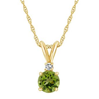 Celebration Gems 14k Gold Peridot & Diamond Accent Pendant Necklace