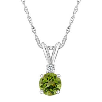 Celebration Gems 14k Gold Peridot & Diamond Accent Pendant Necklace