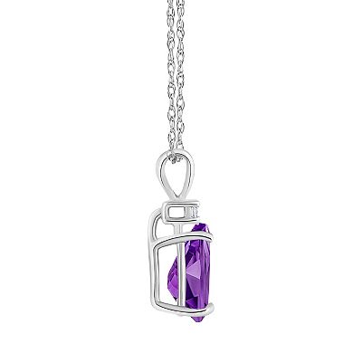 Celebration Gems 14k Gold Pear Shaped Amethyst & Diamond Accent Pendant Necklace