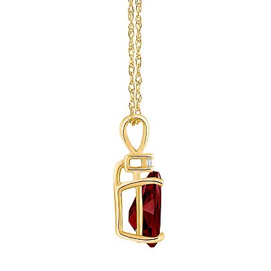 Celebration Gems 14k Gold Pear Shaped Garnet & Diamond Accent Pendant Necklace