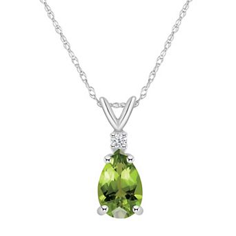 Celebration Gems 14k Gold Pear Shaped Peridot & Diamond Accent Pendant Necklace