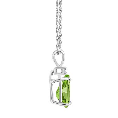 Celebration Gems 14k Gold Pear Shaped Peridot & Diamond Accent Pendant Necklace