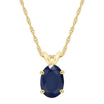 Celebration Gems 14k Gold Oval Sapphire Pendant Necklace