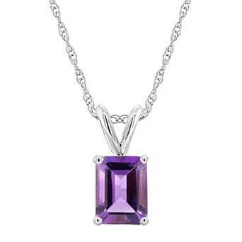 Celebration Gems 14k Gold Emerald Cut Amethyst Pendant Necklace