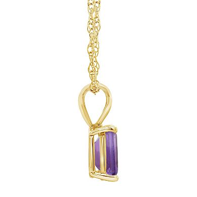 Celebration Gems 14k Gold Emerald Cut Amethyst Pendant Necklace