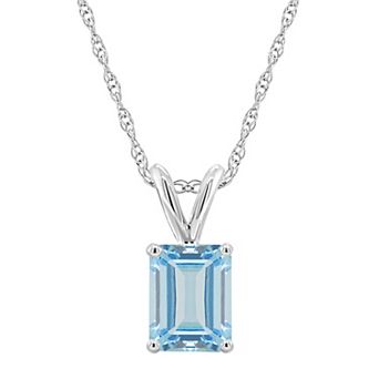 Celebration Gems 14k Gold Emerald Cut Aquamarine Pendant Necklace