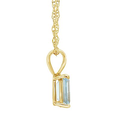 Celebration Gems 14k Gold Emerald Cut Aquamarine Pendant Necklace