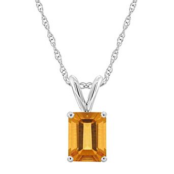 Celebration Gems 14k Gold Emerald Cut Citrine Pendant Necklace