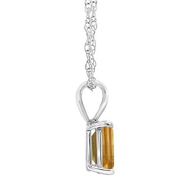 Celebration Gems 14k Gold Emerald Cut Citrine Pendant Necklace