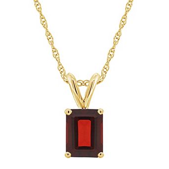 Celebration Gems 14k Gold Emerald Cut Garnet Pendant Necklace