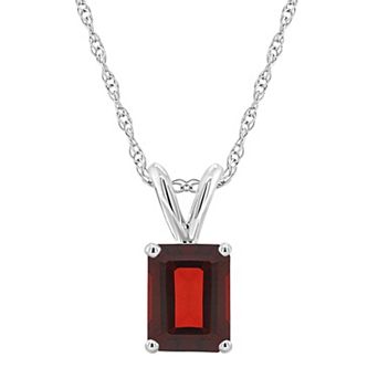 Celebration Gems 14k Gold Emerald Cut Garnet Pendant Necklace