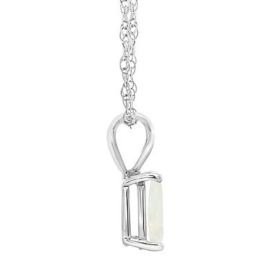 Celebration Gems 14k Gold Emerald Cut White Opal Pendant Necklace