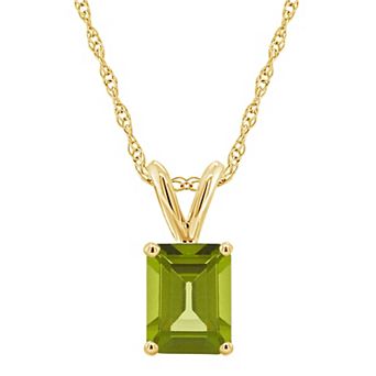 Celebration Gems 14k Gold Emerald Cut Peridot Pendant Necklace