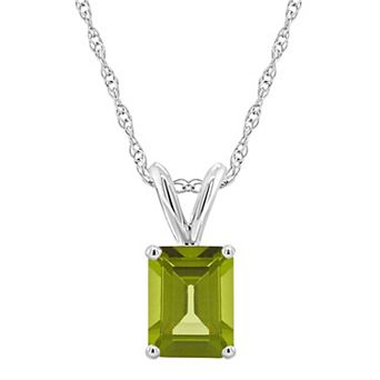 Celebration Gems 14k Gold Emerald Cut Peridot Pendant Necklace