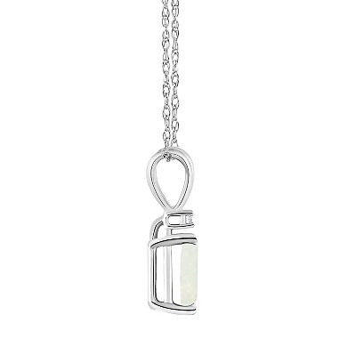 Celebration Gems 14k Gold Emerald Cut Opal & Diamond Accent Pendant Necklace