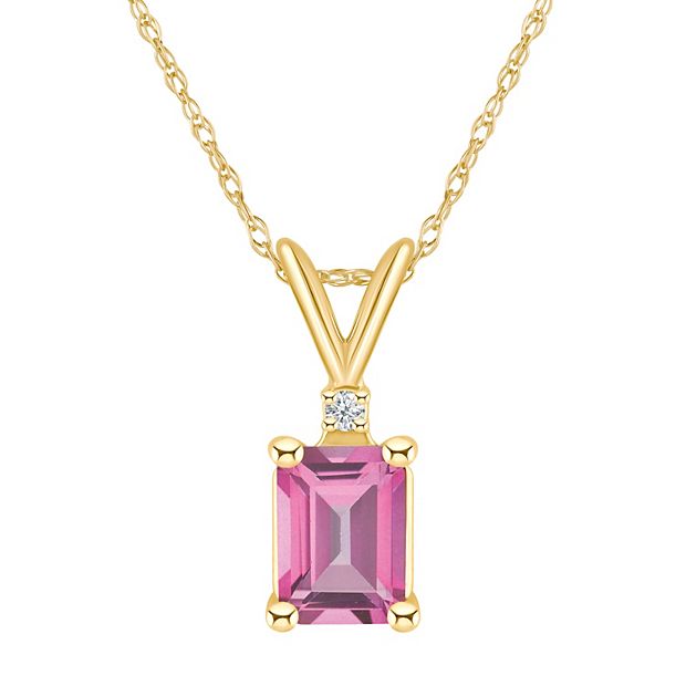 14k White Gold Pink Topaz (2 ct. t.w.) and Diamond Accent Pendant Necklace