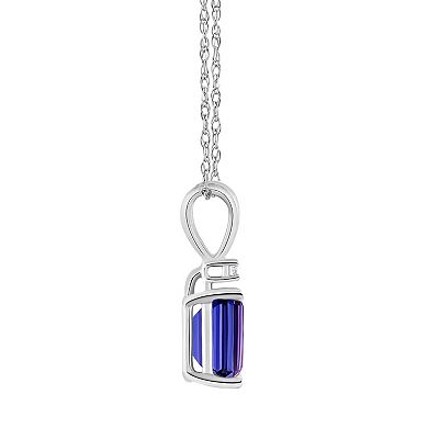 Celebration Gems 14k Gold Emerald Cut Tanzanite & Diamond Accent Pendant Necklace