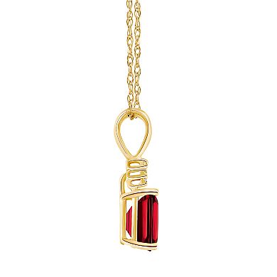 Celebration Gems 14k Gold Emerald Cut Garnet & Diamond Accent Pendant Necklace
