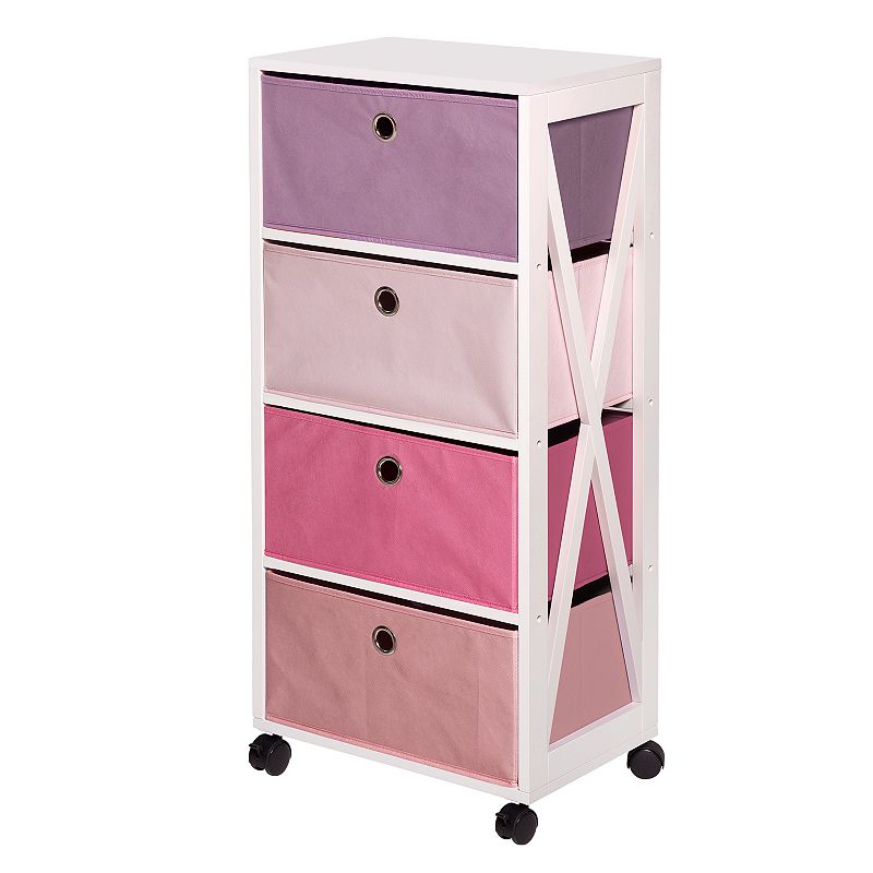 Qaba 3 Tier Kids Storage Unit Dresser Tower with Drawers Chest Toy  Organizer for Bedroom Nursery Kindergarten Living Room for Boys Girls, Pink